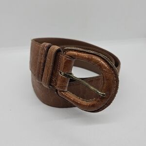 vintage Cipriani Italian alligator calfskin brown leather belt large
